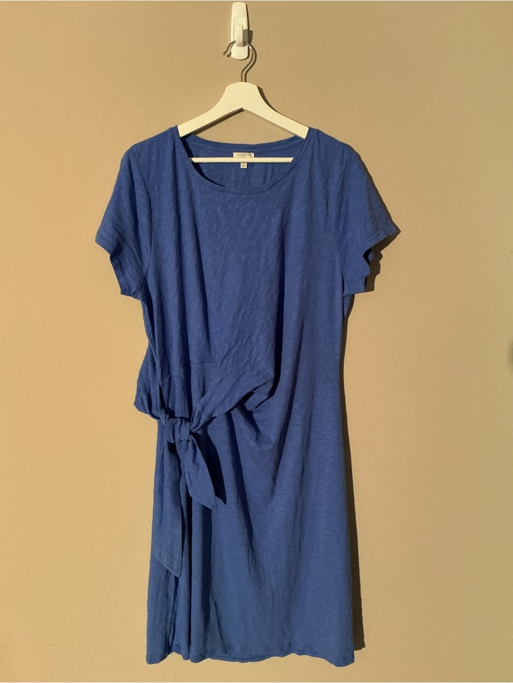 Talbots Cornflower Blue Scoop Neck MIDI Dress with Decorative Tie at Waist